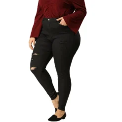 Agnes Orinda Women's Plus Size Mid Rise Zip Fly Skinny Ripped Jeans 12 Agnes Orinda Women's Plus Size Mid Rise Zip Fly Skinny Ripped Jeans -Agnes Sales Store GUEST 175f4389 8e66 47ad 9187 498448702320