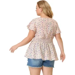 Agnes Orinda Women's Plus Size Peplum Top Flare Sleeve Casual V Neck Smocked Waist Floral Blouses -Agnes Sales Store GUEST 190d2a30 5421 4591 88dd 4331f1848f11