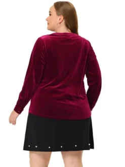 Agnes Orinda Plus Size Shirt For Women Velvet Top Long Sleeve V Neck Button Down Shirts -Agnes Sales Store GUEST 1914f758 d78e 4234 933a 59348dbb1a64