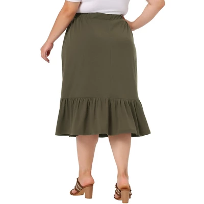 Agnes Orinda Women's Plus Size Ruffle Elastic Waist Swing Casual Midi Vintage Skirts 3 Agnes Orinda Women's Plus Size Ruffle Elastic Waist Swing Casual Midi Vintage Skirts - Image 3