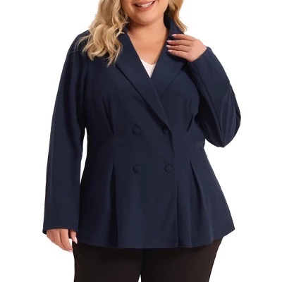 Agnes Orinda Women's Plus Size Lapel Work Double Breasted Jacket Blazers 5 Agnes Orinda Women's Plus Size Lapel Work Double Breasted Jacket Blazers - Image 5