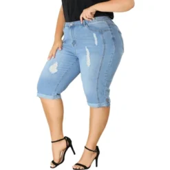 Agnes Orinda Women's Plus Size Mid-Rise Curvy Skinny Stretch Denim Jean Capri -Agnes Sales Store GUEST 19658031 037f 4442 b72f 23b6caf51914