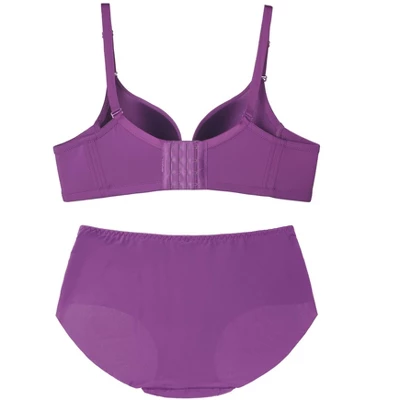 Agnes Orinda Women's Underwire Solid Seamless Comfort Push-Up Bra And Underwear Set 1 Agnes Orinda Women's Underwire Solid Seamless Comfort Push-Up Bra And Underwear Set