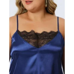 Agnes Orinda Women's Plus Size 2023 Spaghetti Strap Adjustable Lace Insert Satin Cami Nightdress -Agnes Sales Store GUEST 1aae8201 38d9 4973 8a8a 720c486696d3