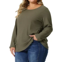 Agnes Orinda Women's Plus Size Crew Neck Waffle Knit Causal Work Long Sleeve Blouses -Agnes Sales Store GUEST 1ad9cab4 b8ee 4665 8c09 2a48092b6e85