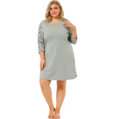 Agnes Orinda Women's Plus Size Cute Floral 3/4 Sleeve Floral Print Nightgowns 3 Agnes Orinda Women's Plus Size Cute Floral 3/4 Sleeve Floral Print Nightgowns - Image 3