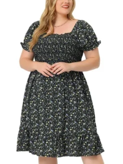 Agnes Orinda Plus Size Dress For Women Flared Flowy Smock Ruffle Sleeve Floral Dresses -Agnes Sales Store GUEST 1d1681fc 4cc5 44f9 a6c2 4d00799f89d2