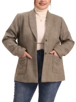 Agnes Orinda Women's Plus Size Plaid Formal Notched Lapel Blazer -Agnes Sales Store GUEST 1d1b9b42 b36d 42ba 8ff2 34dffcfc3ab5
