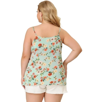 Agnes Orinda Women's Plus Size Cami Basic Camisole Foral Printed Tank Top Womens T-Shirt 4 Agnes Orinda Women's Plus Size Cami Basic Camisole Foral Printed Tank Top Womens T-Shirt - Image 4