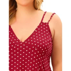 Agnes Orinda Women's Plus Size Deep V Knit Polka Dots Cami Nightgown -Agnes Sales Store GUEST 1d9f0e79 4cfc 4ed6 8a66 e5654da41894
