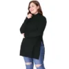 Agnes Orinda Women's Plus Turtleneck Side Slit Long Sleeve Sweater