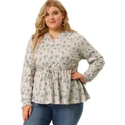 Agnes Orinda Women's Plus Size Floral Ruffle Neck Drawstring Waist Long Sleeve Peplum Tops 8 Agnes Orinda Women's Plus Size Floral Ruffle Neck Drawstring Waist Long Sleeve Peplum Tops -Agnes Sales Store GUEST 1dbadec2 14ab 4716 81a8 8cb866bd2524