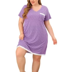 Agnes Orinda Womens Plus Size V Neck Polka Dots Short Sleeve Sleepwear Pajamas Nightgown -Agnes Sales Store GUEST 1dd6616d 8b93 4309 8cc8 8acefea23088
