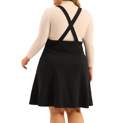 Agnes Orinda Women's Plus Size Suspender Detachable Strap A-Line Basic High Waist Overall Dress 3 Agnes Orinda Women's Plus Size Suspender Detachable Strap A-Line Basic High Waist Overall Dress - Image 3