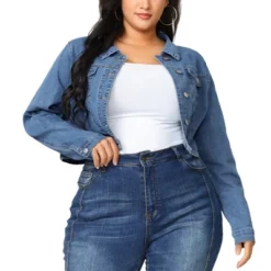 Agnes Orinda Women's Plus Size Cropped Long Sleeve Trendy Fashion Denim Jean Jackets -Agnes Sales Store GUEST 1e29e9ee e886 4482 af09 f5368b4db426