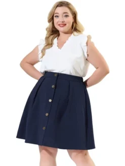 Agnes Orinda Women's Plus Size Work A Line Elastic Waist Flare Skirts -Agnes Sales Store GUEST 1ee23678 766c 475d 8c79 2d25880c8786