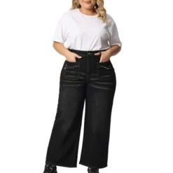 Agnes Orinda Women's Plus Size Wide Leg Stretch Washed Palazzo Denim Jeans -Agnes Sales Store GUEST 1ef2c0b0 26d0 4d99 a8d4 8871d5329e02