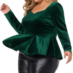 Agnes Orinda Women's Plus Size Gorgeous Velvet Formal Outfits Elegant Peplum Blouses -Agnes Sales Store GUEST 1fa0a538 9389 40b5 a9b2 5d13103e4302