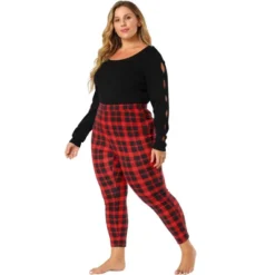 Agnes Orinda Women's Plus Size Check Leggings Stretch Festive Glen Plaid Skinny Pants -Agnes Sales Store GUEST 207f708c b896 4a6e 92d6 f0e537eb1db2