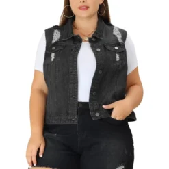 Agnes Orinda Women's Plus Size Buttons With Two Chest Flap Pockets Denim Vests -Agnes Sales Store GUEST 20ac4266 fbbb 4e9b b67a 8b9ad00c9543