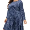 Agnes Orinda Women's Plus Size Velvet Ruffle Hem Party Dress