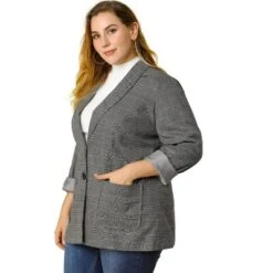 Agnes Orinda Women's Plus Size Plaid Formal Notched Lapel Blazer -Agnes Sales Store GUEST 20d72641 bc80 4744 8794 d4a58237dfb6