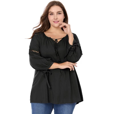 Agnes Orinda Women's Plus Size Long Sleeve Tie Winter Trendy Basic Tunic Blouse 8 Agnes Orinda Women's Plus Size Long Sleeve Tie Winter Trendy Basic Tunic Blouse - Image 8