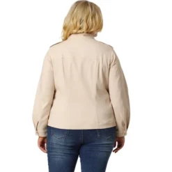 Agnes Orinda Women's Plus Size Jacket Casual Stand Collar Full Placket Patch Pocket Bomber Jacket -Agnes Sales Store GUEST 21abca12 25fe 454b baed 71382dad3a3f