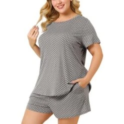 Agnes Orinda Women's Plus Size Nightwear Short Sleeve Shirt And Shorts Pajamas Set Polka Dots Sleepwear -Agnes Sales Store GUEST 221e0c2c 7c42 4a99 a77b 7ed77a5541e8