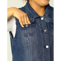 Agnes Orinda Women's Plus Size Buttons With Two Chest Flap Pockets Denim Vests -Agnes Sales Store GUEST 22ccf397 576b 40e4 b791 489127e21939