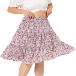 Agnes Orinda Women's Plus Size Elastic High Waist Ruffle Hem Pleated Midi Floral Print A Line Skirts -Agnes Sales Store GUEST 230d5948 dd5b 41e8 91f4 2e9de4c0ea0f