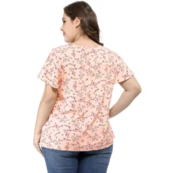 Agnes Orinda Women's Plus Size Keyhole Floral Chiffon Flared Sleeve Summer Trendy Peasant Tops -Agnes Sales Store GUEST 23889029 019f 4a30 a1ac 16e35efdcb6b