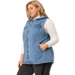 Agnes Orinda Women's Plus Size Hoodie Zipper Up Pocket Denim Sleeveless Jacket Vest -Agnes Sales Store GUEST 2534b1b2 f1f9 4509 b1ae b110f3b66b0c