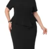 Agnes Orinda Women's Plus Size Short Sleeve Work Formal Body-con Pencil Sheath Dresses