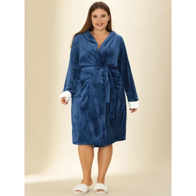 Agnes Orinda Women's Plus Size Nightgown Faux Fur Robe Fleece Hood Warm Plush Flannel Robe 2 Agnes Orinda Women's Plus Size Nightgown Faux Fur Robe Fleece Hood Warm Plush Flannel Robe - Image 2