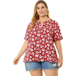 Agnes Orinda Women's Plus Size Ruffle Short Sleeve Chiffon Floral Blouse -Agnes Sales Store GUEST 2730a5b8 282b 4e43 b1b4 a58718ee9ccd