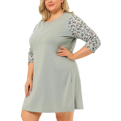 Agnes Orinda Women's Plus Size Cute Floral 3/4 Sleeve Floral Print Nightgowns 6 Agnes Orinda Women's Plus Size Cute Floral 3/4 Sleeve Floral Print Nightgowns - Image 6