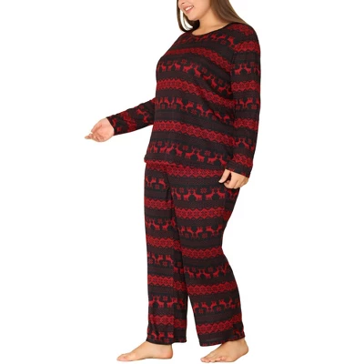 Agnes Orinda Women's Plus Size Winter 2 Piece Soft Long Sleeve Pajama Set 1 Agnes Orinda Women's Plus Size Winter 2 Piece Soft Long Sleeve Pajama Set