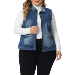 Agnes Orinda Women's Plus Size Causal Sleeveless Zip Washed Denim Vests -Agnes Sales Store GUEST 27e957de 88a5 4e16 a0a6 73f8795b9ff1