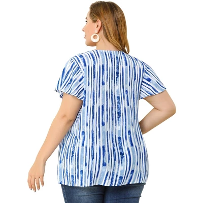 Agnes Orinda Women's Plus Size Cute Short Sleeve Casual Stripe Tops 4 Agnes Orinda Women's Plus Size Cute Short Sleeve Casual Stripe Tops - Image 4
