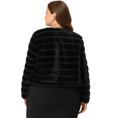 Agnes Orinda Women's Plus Size Fluffy Jacket Open Front Cropped Faux Fur Winter Jackets 3 Agnes Orinda Women's Plus Size Fluffy Jacket Open Front Cropped Faux Fur Winter Jackets - Image 3