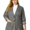 Agnes Orinda Women's Plus Size Plaid Formal Notched Lapel Blazer