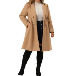 Agnes Orinda Women's Plus Size Fashion Notched Lapel Double Breasted Pea Coat -Agnes Sales Store GUEST 29a96a92 288f 45f4 9983 bc3f91dd27f1