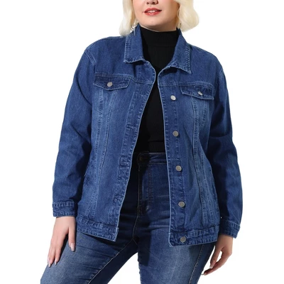 Agnes Orinda Women's Plus Size Outerwear Button Front Washed Denim Jean Jacket 11 Agnes Orinda Women's Plus Size Outerwear Button Front Washed Denim Jean Jacket - Image 11