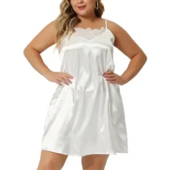 Agnes Orinda Women's Plus Size 2023 Spaghetti Strap Adjustable Lace Insert Satin Cami Nightdress -Agnes Sales Store GUEST 2aca9472 c9e2 428e 850a 5688686a58c2