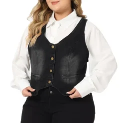 Agnes Orinda Women's Plus Size Sleeveless Button Up Fashion Retro Jean Denim Vest -Agnes Sales Store GUEST 2bb50015 7403 4449 affc 609d43bf61e3