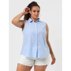 Agnes Orinda Women's Plus Size Sleeveless Shirts Office Button Down Tank Top -Agnes Sales Store GUEST 2be3405b 937b 496e 9ad8 c091769faa2c