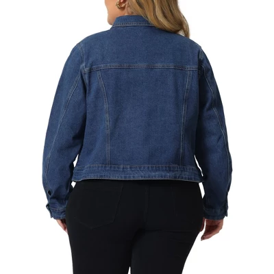 Agnes Orinda Women's Plus Size Button Up Long Sleeve Croped Denim Jean Jackets 3 Agnes Orinda Women's Plus Size Button Up Long Sleeve Croped Denim Jean Jackets - Image 3