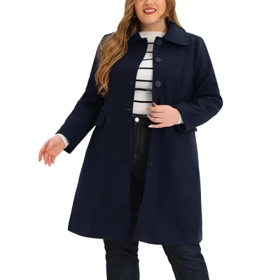 Agnes Orinda Women's Plus Size Coats Peter Pan Collar Single Breasted Long Coat 10 Agnes Orinda Women's Plus Size Coats Peter Pan Collar Single Breasted Long Coat - Image 10