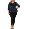 Agnes Orinda Women's Plus Size Velvet Semi Sheer Bishop Sleeve Polka Dots Elegant Blouses